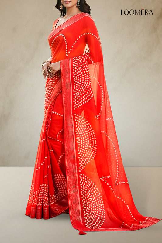 Scarlet Red Georgette Saree