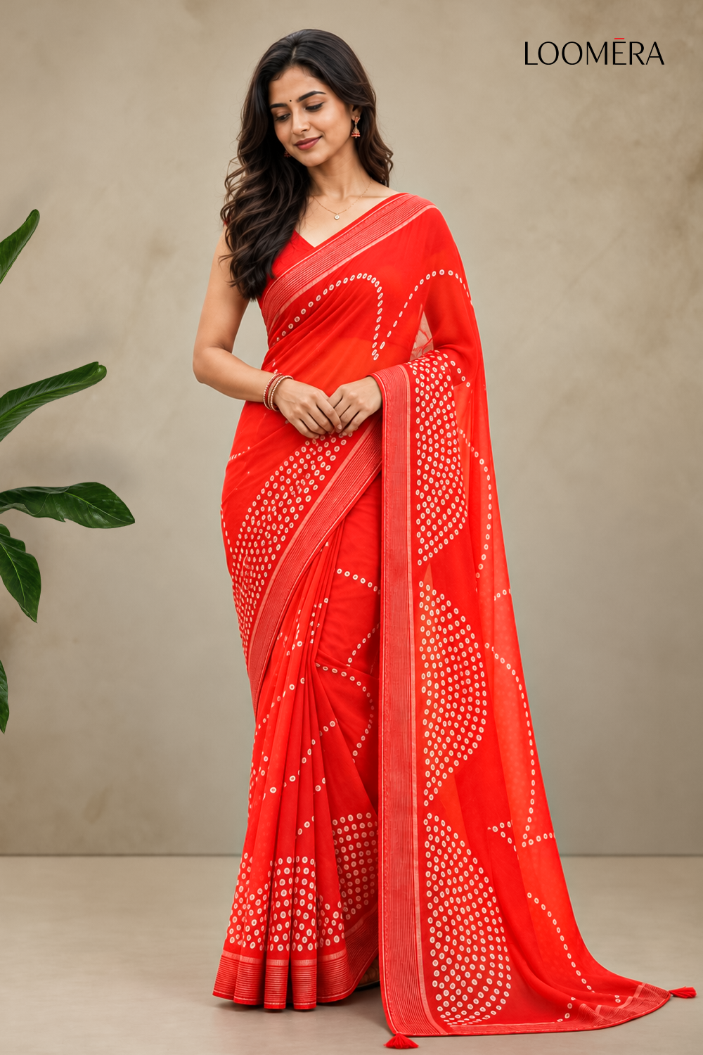 Scarlet Red Saree Georgette