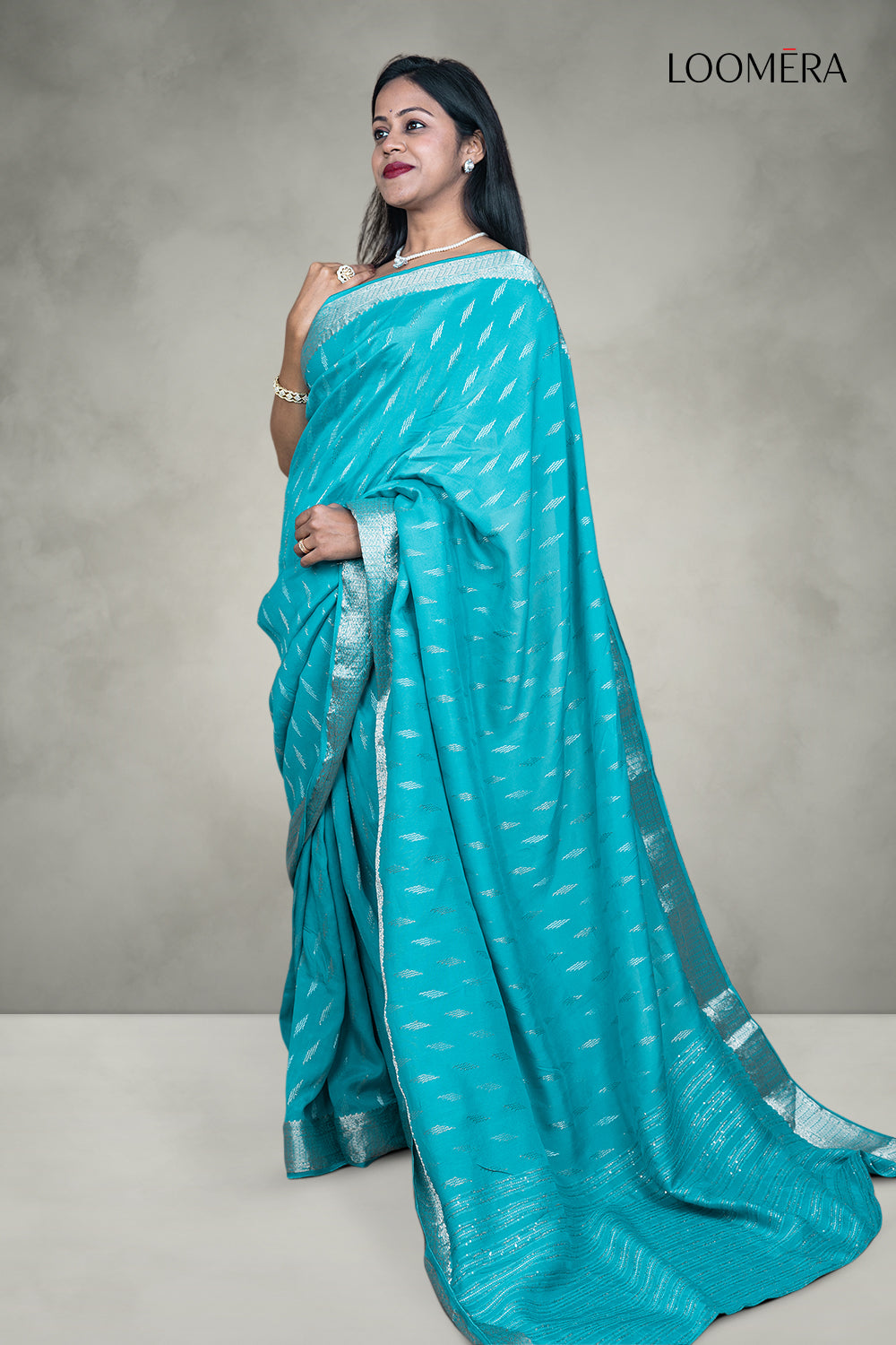 Semi Silk Saree Cyan Blue