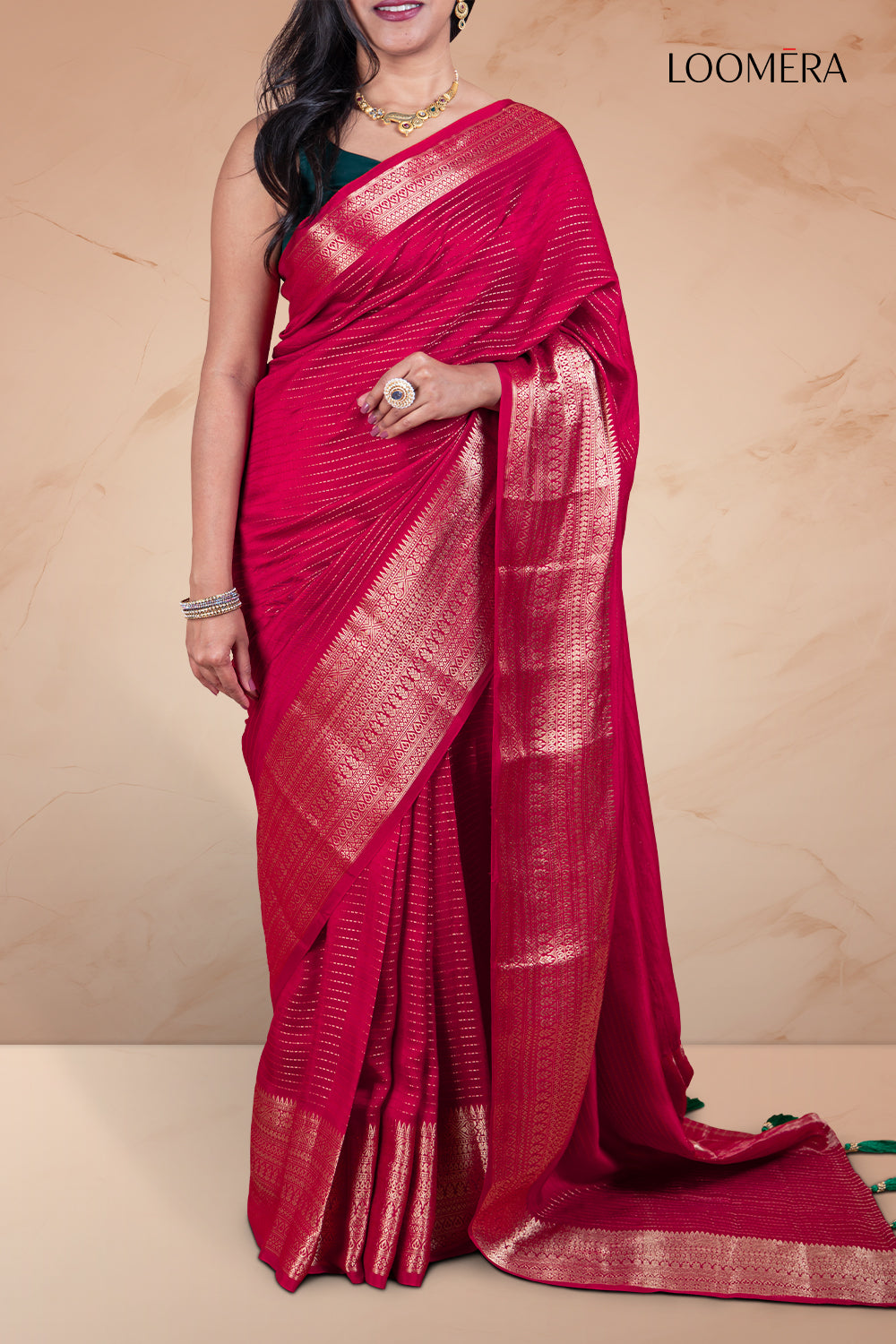 Semi Silk Saree Rani Pink