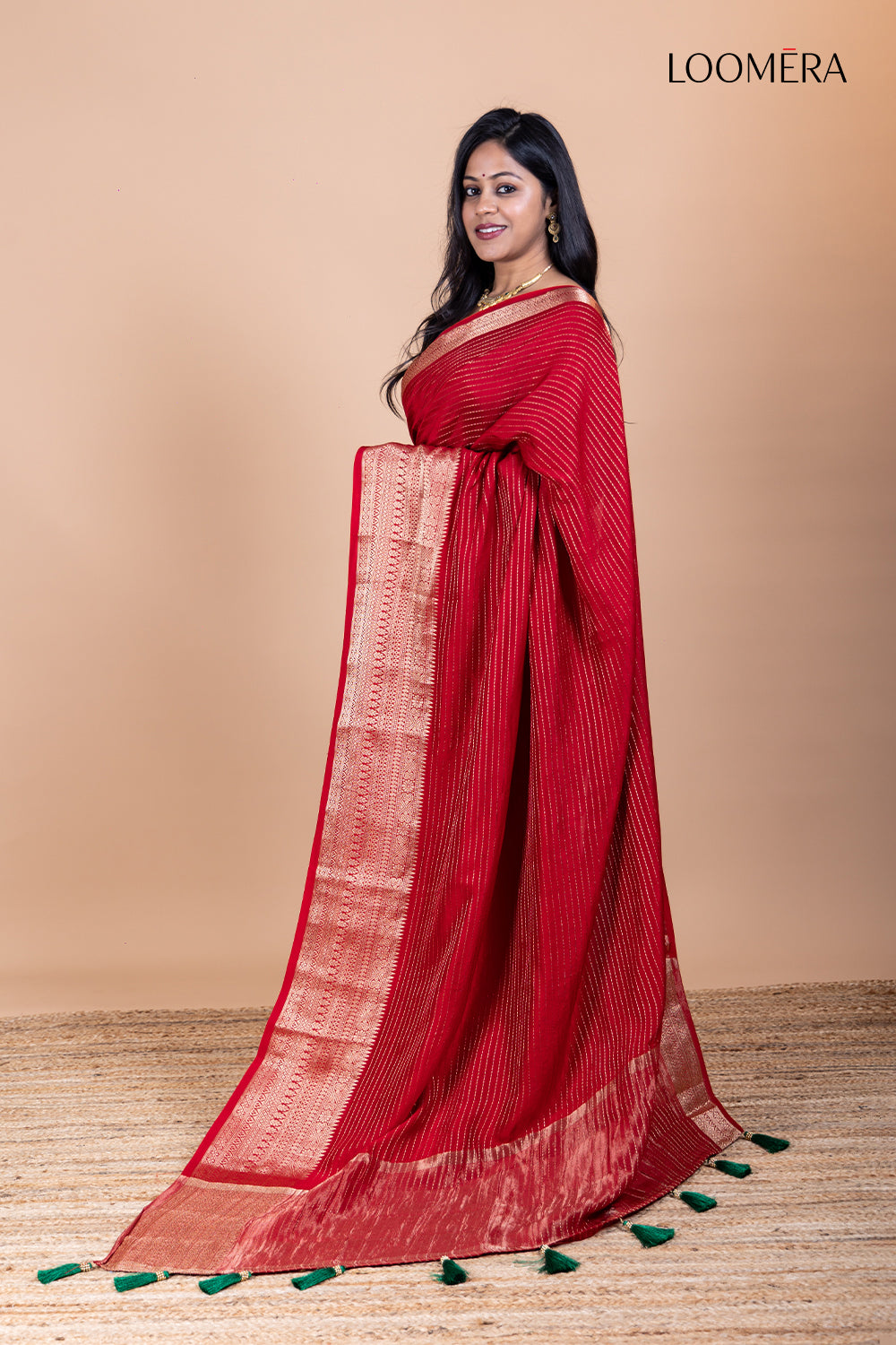 Semi Silk Saree with Golden Zari Border