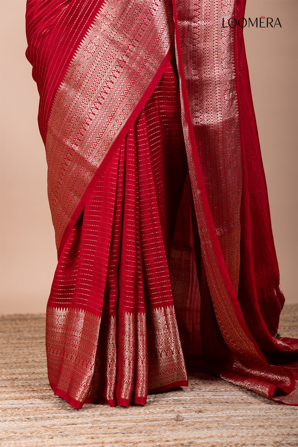 Semi Silk Sareee with Golden Zari Border