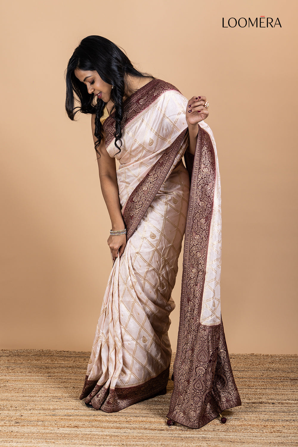 Silk Saree with Contrast Zari Border