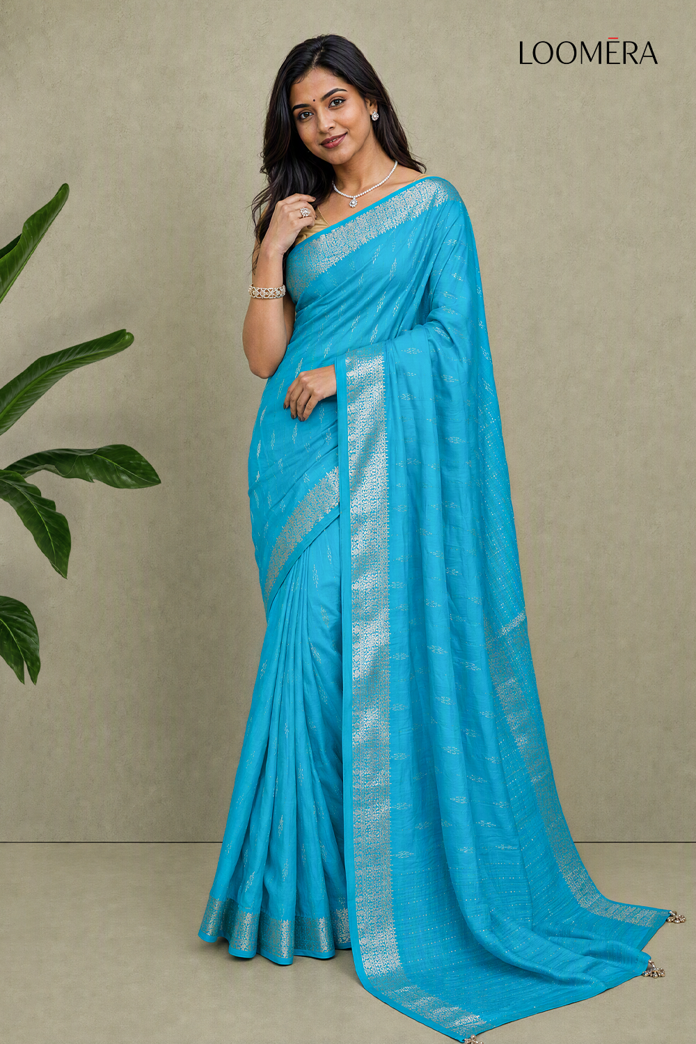 Silver Border Saree Blue