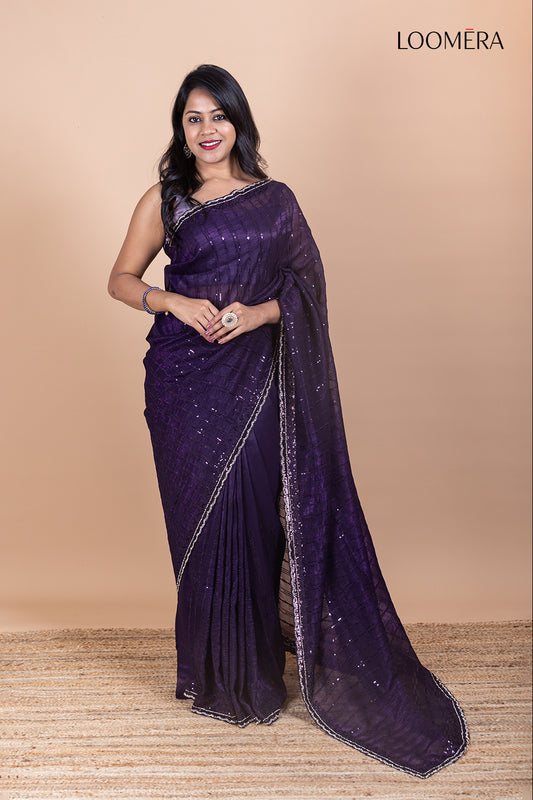 Simar Net Saree with Stone Work