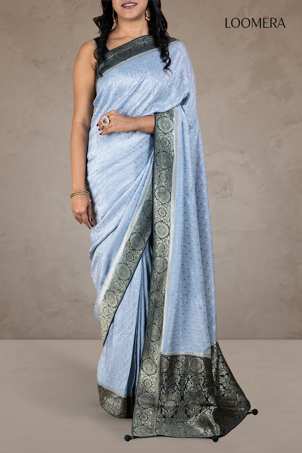 Sky Blue Saree with Butta Work
