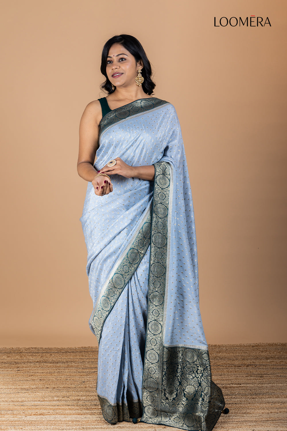 Sky Blue Saree with Buttas