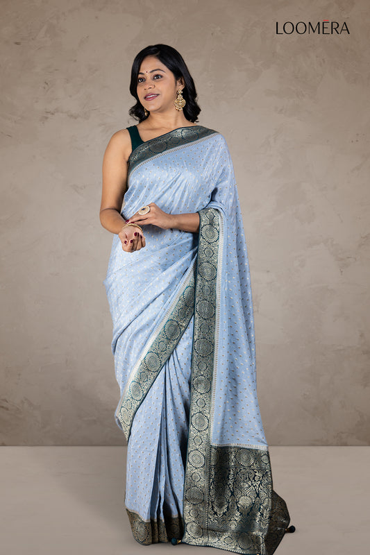 Sky Blue Saree with Buttas