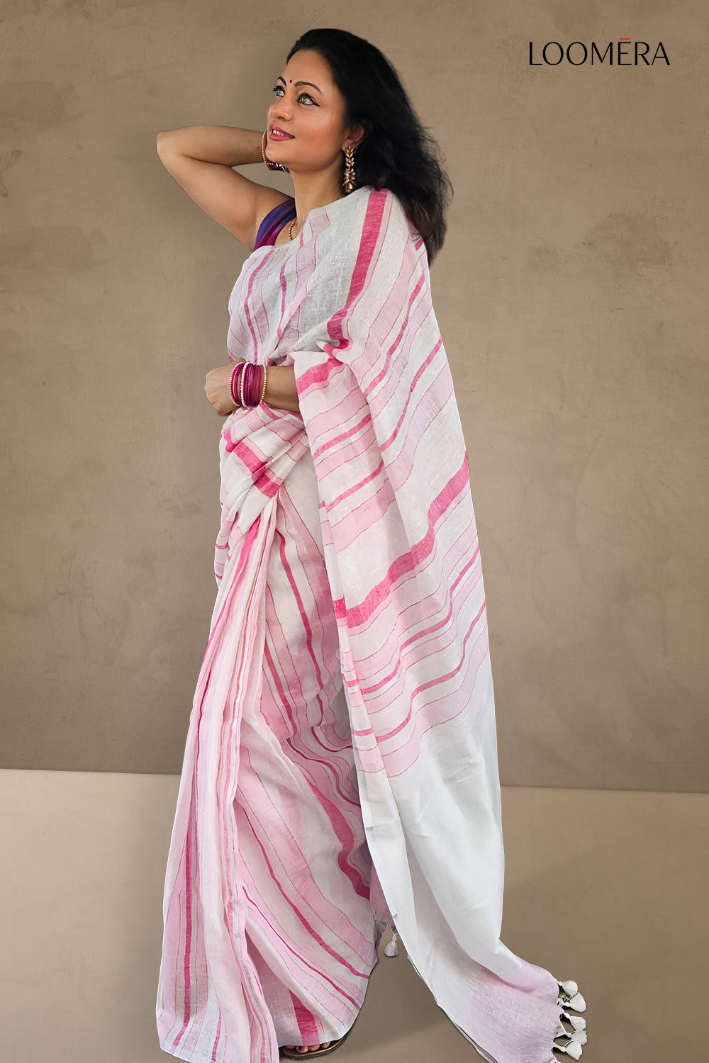 Soft Pink Linen Saree