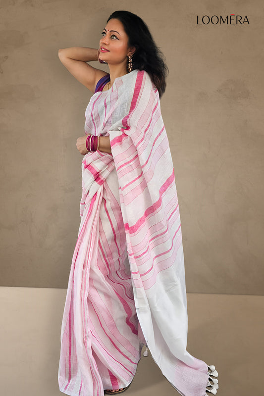 Soft Pink Linen Saree
