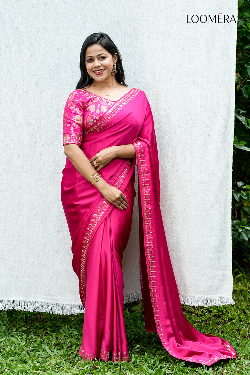 Soft Silk Rani Pink Saree