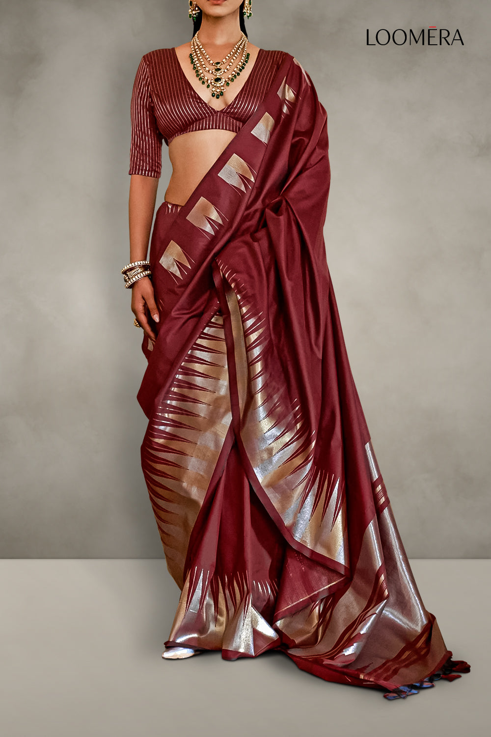 Soft Silk Saree Dark Maroon