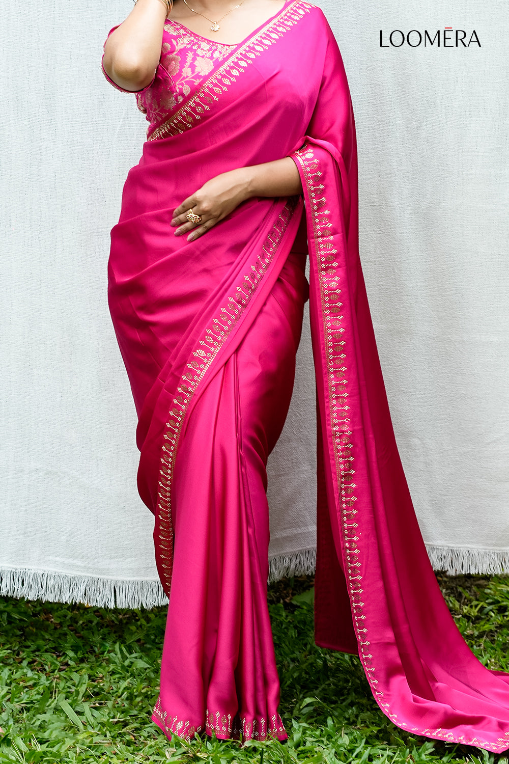 Soft Silk Saree Rani Pink