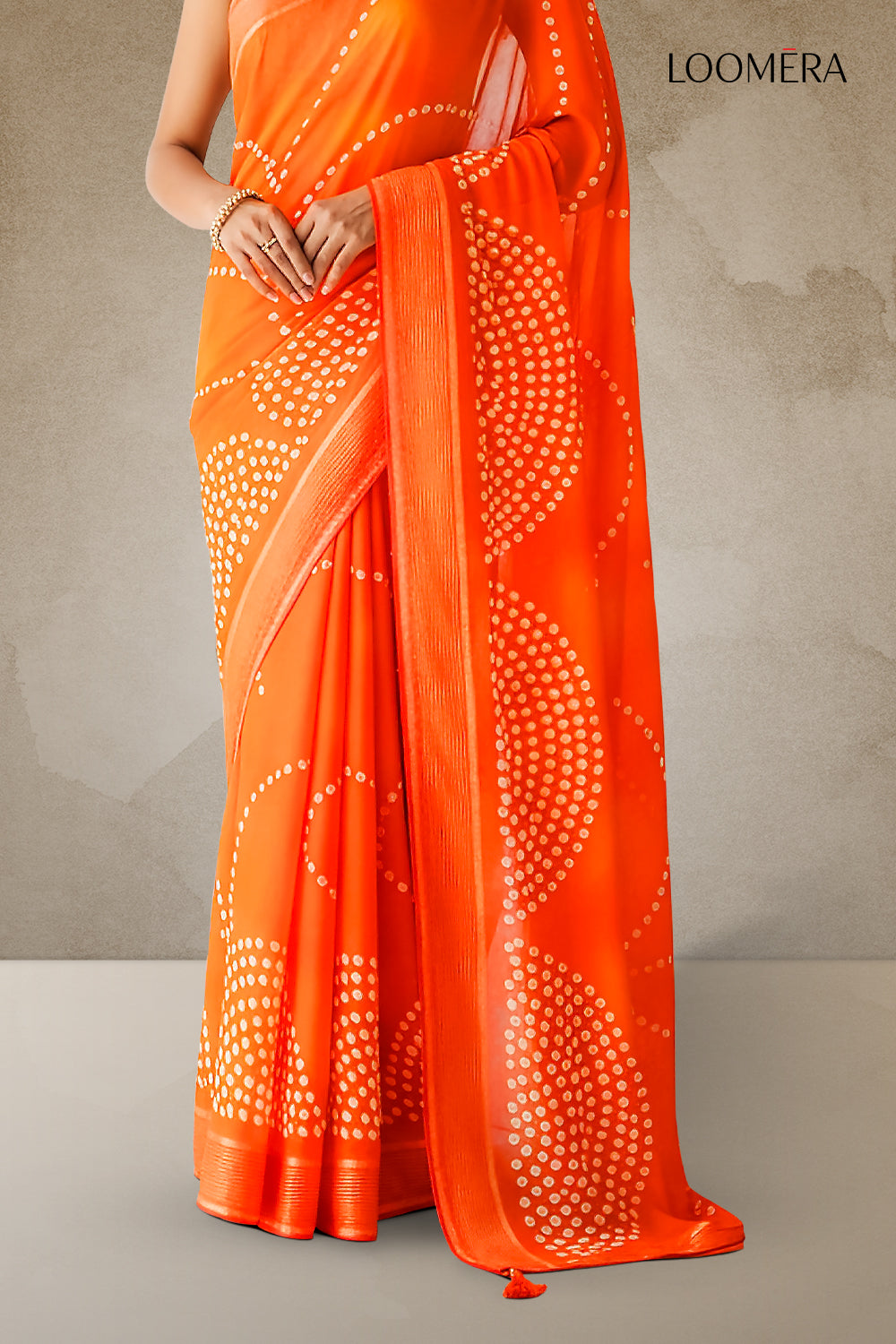 Sunset Orange Georgette Saree