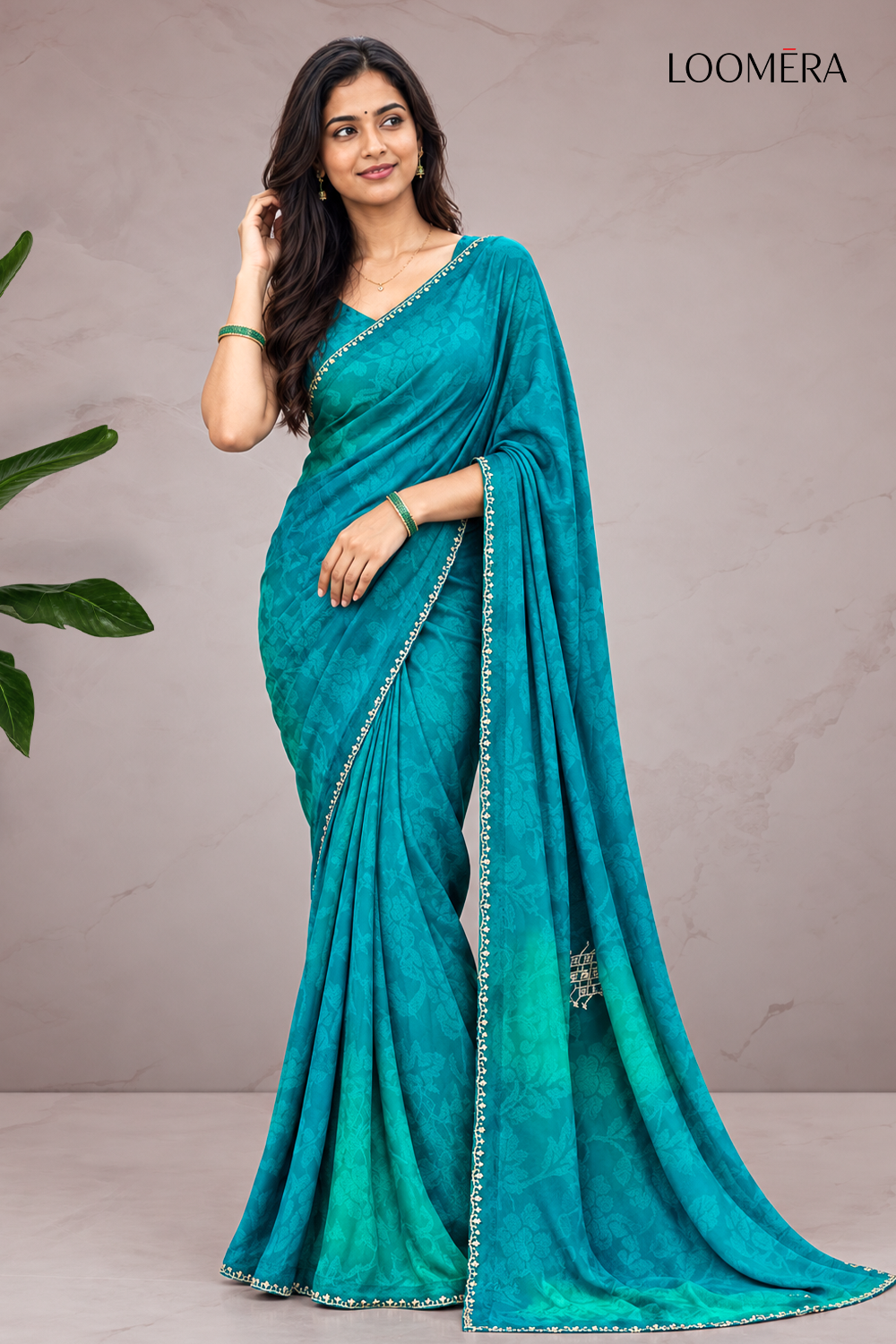 Teal Blue Saree