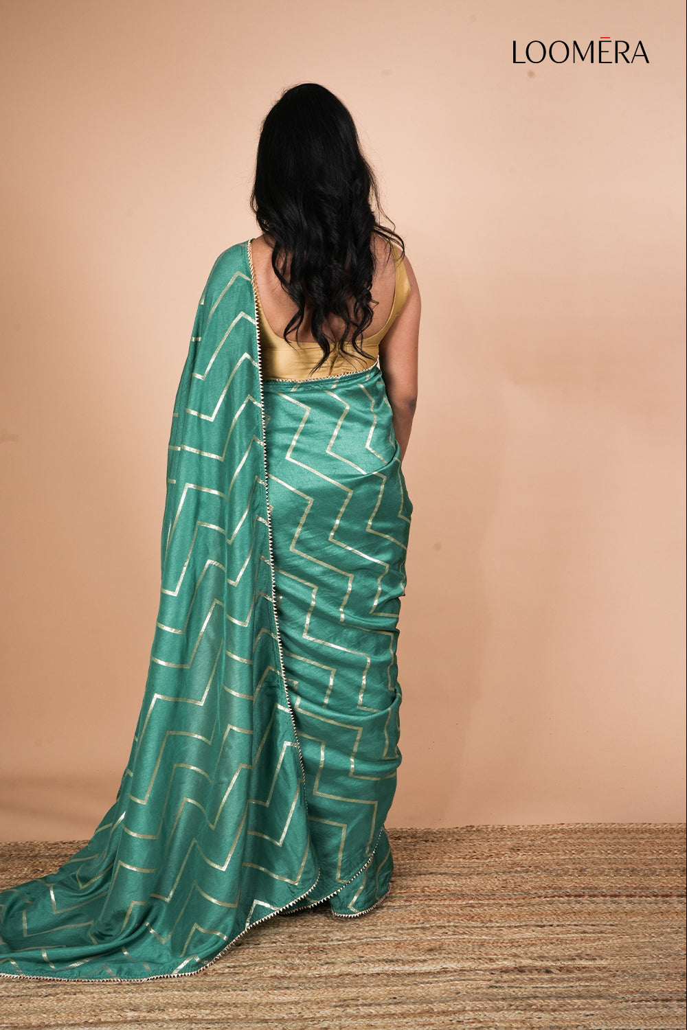 Teal Green Dola Silk Saree