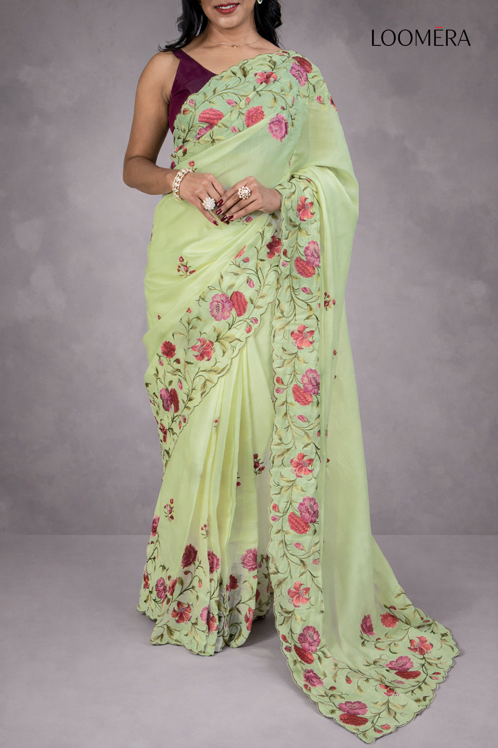 Tussar Silk Saree Sage Green
