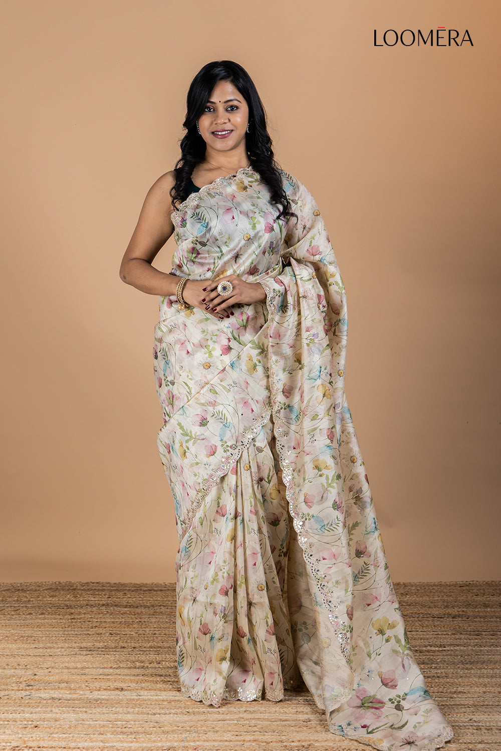 Tussar Silk Saree with Floral Print