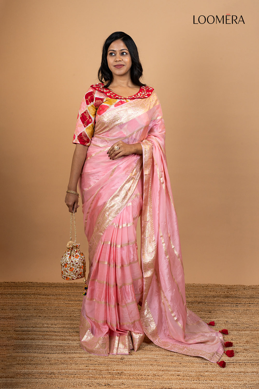 Viscose Saree with Zari Border and Readymade Blouse