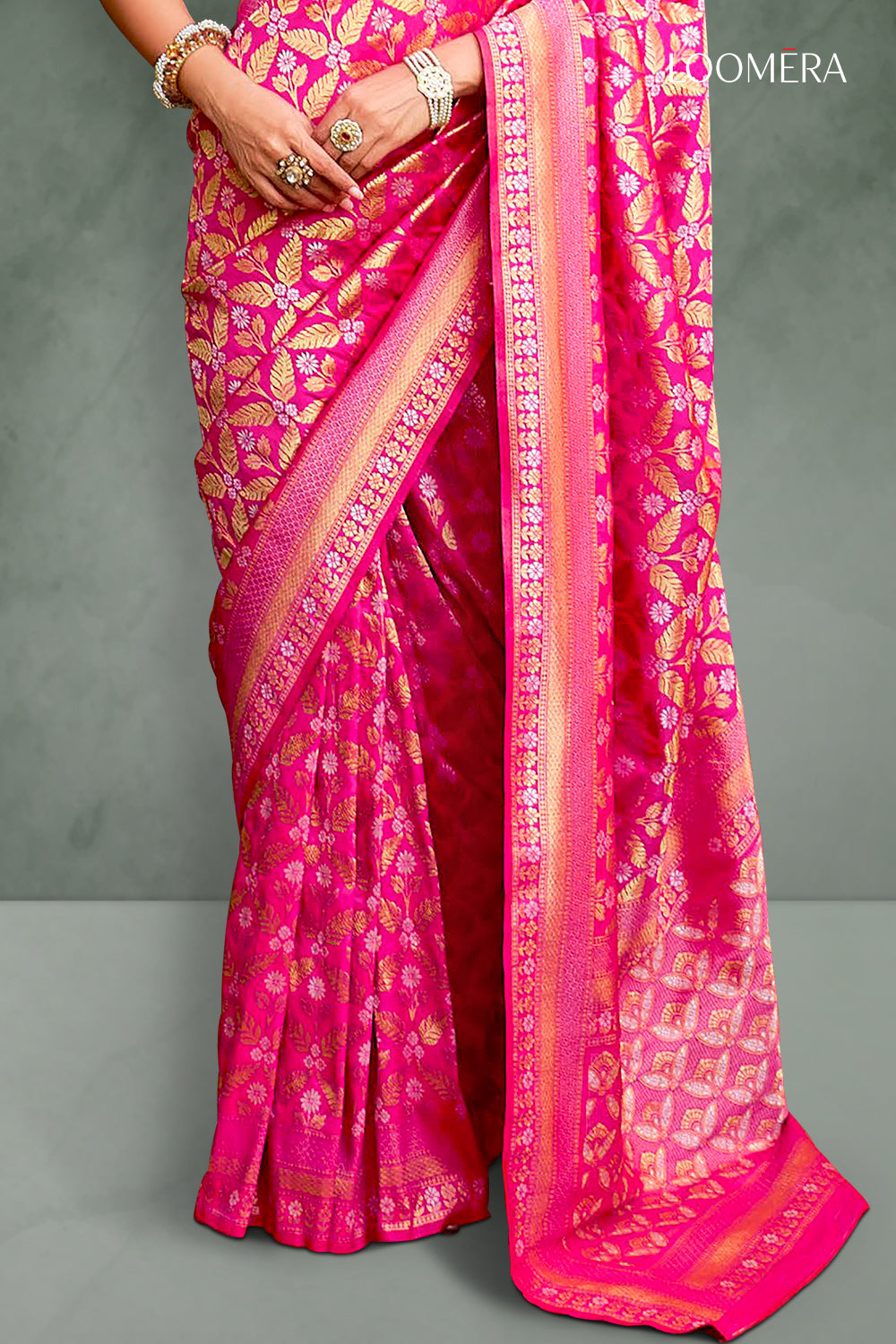 Viscose Silk Saree Fuchsia Pink 