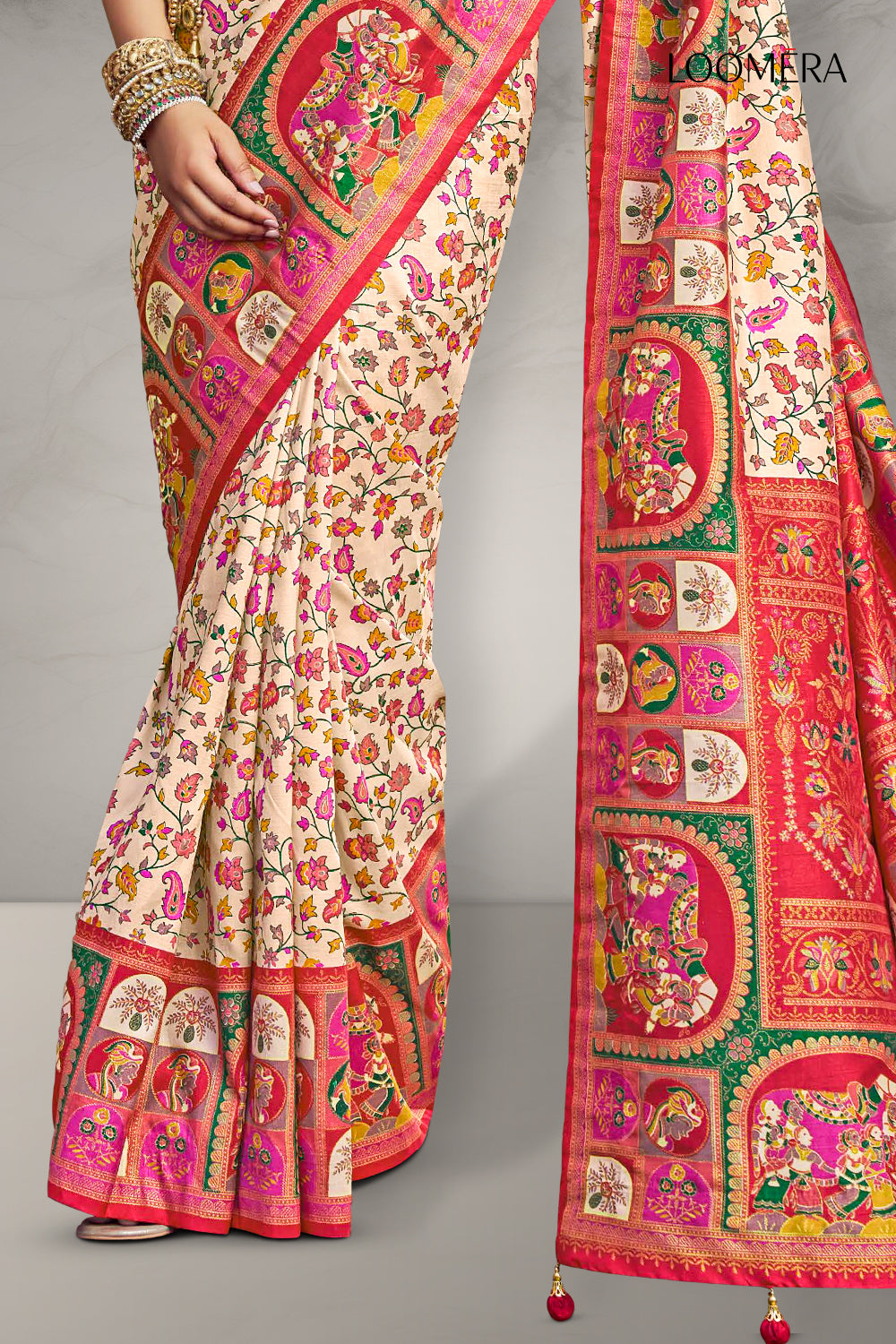 Viscose Silk Saree Peach