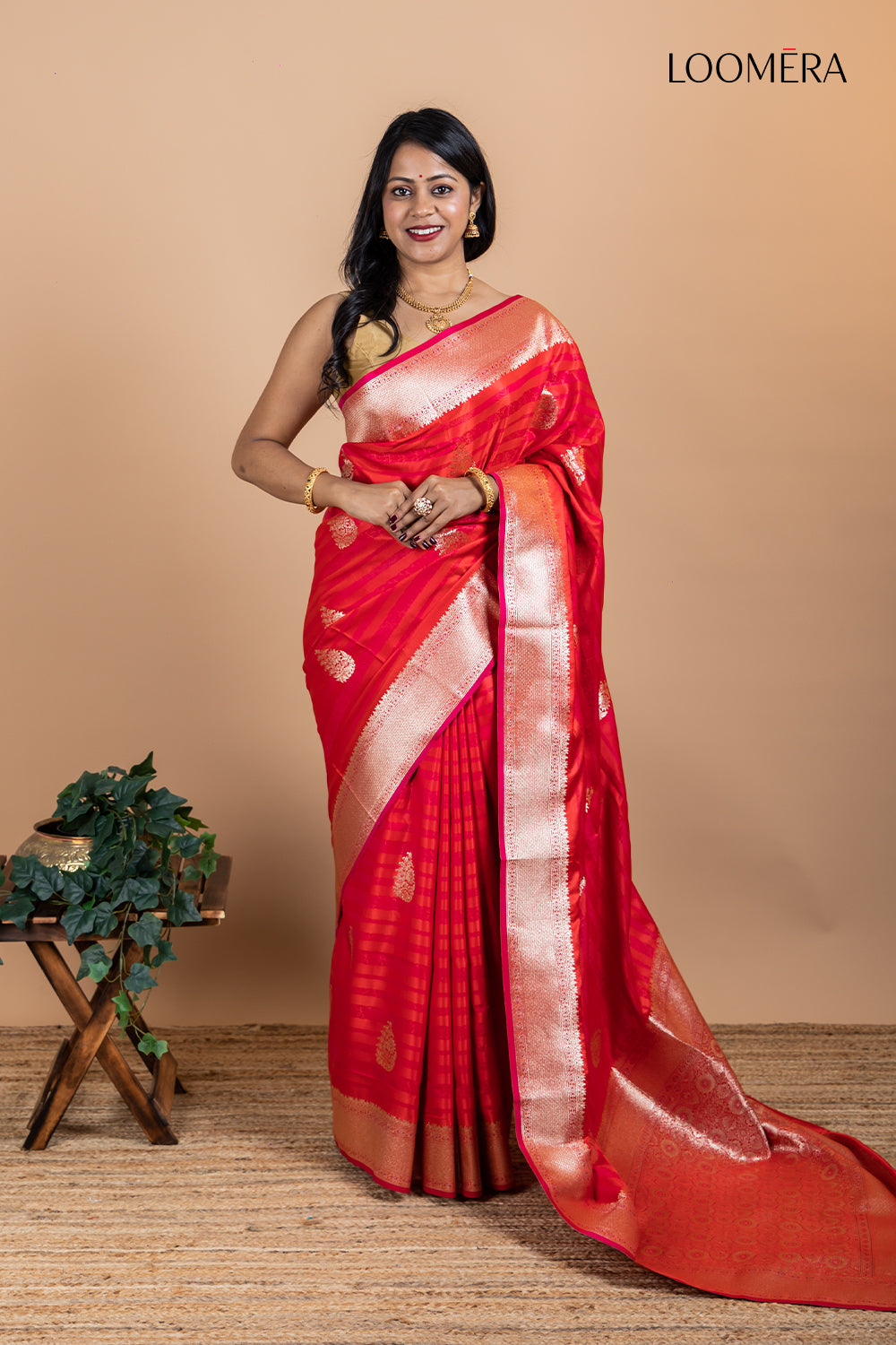 Viscose Silk Saree with Floral Buttas