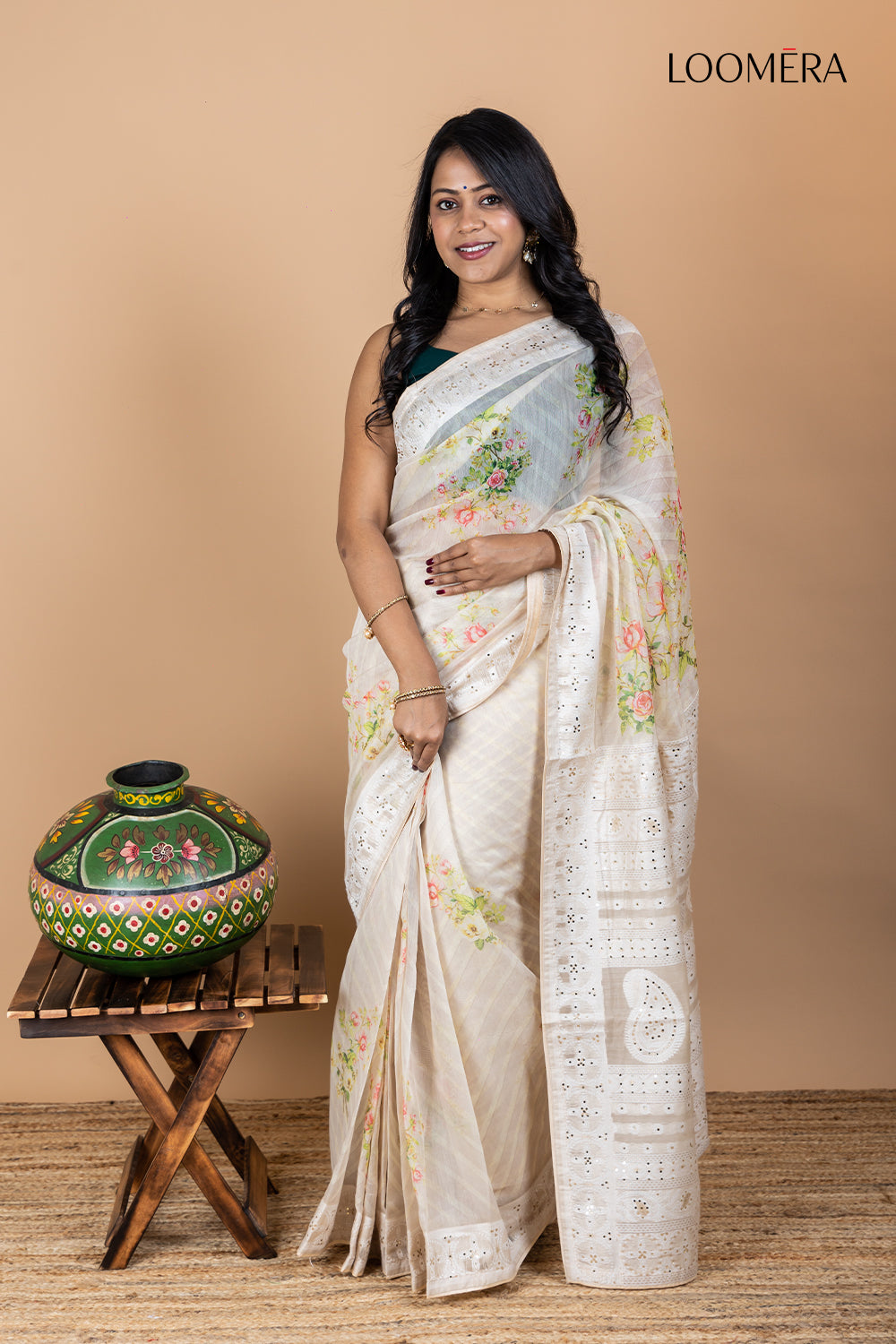 Viscose Silk Saree with Floral Print