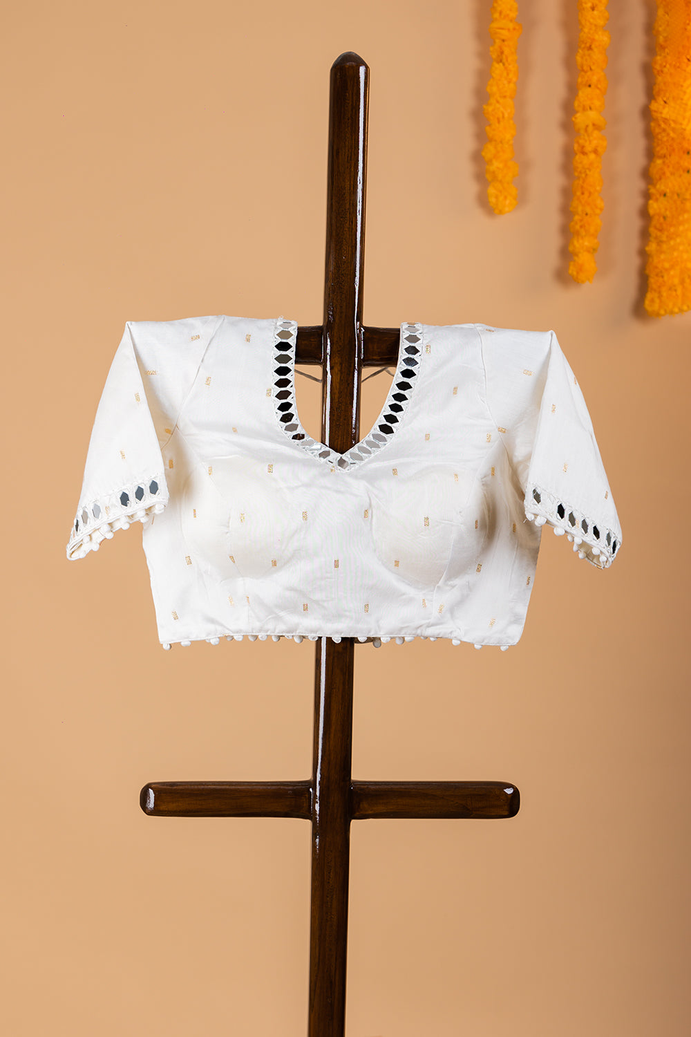 White Printed Readymade Blouse