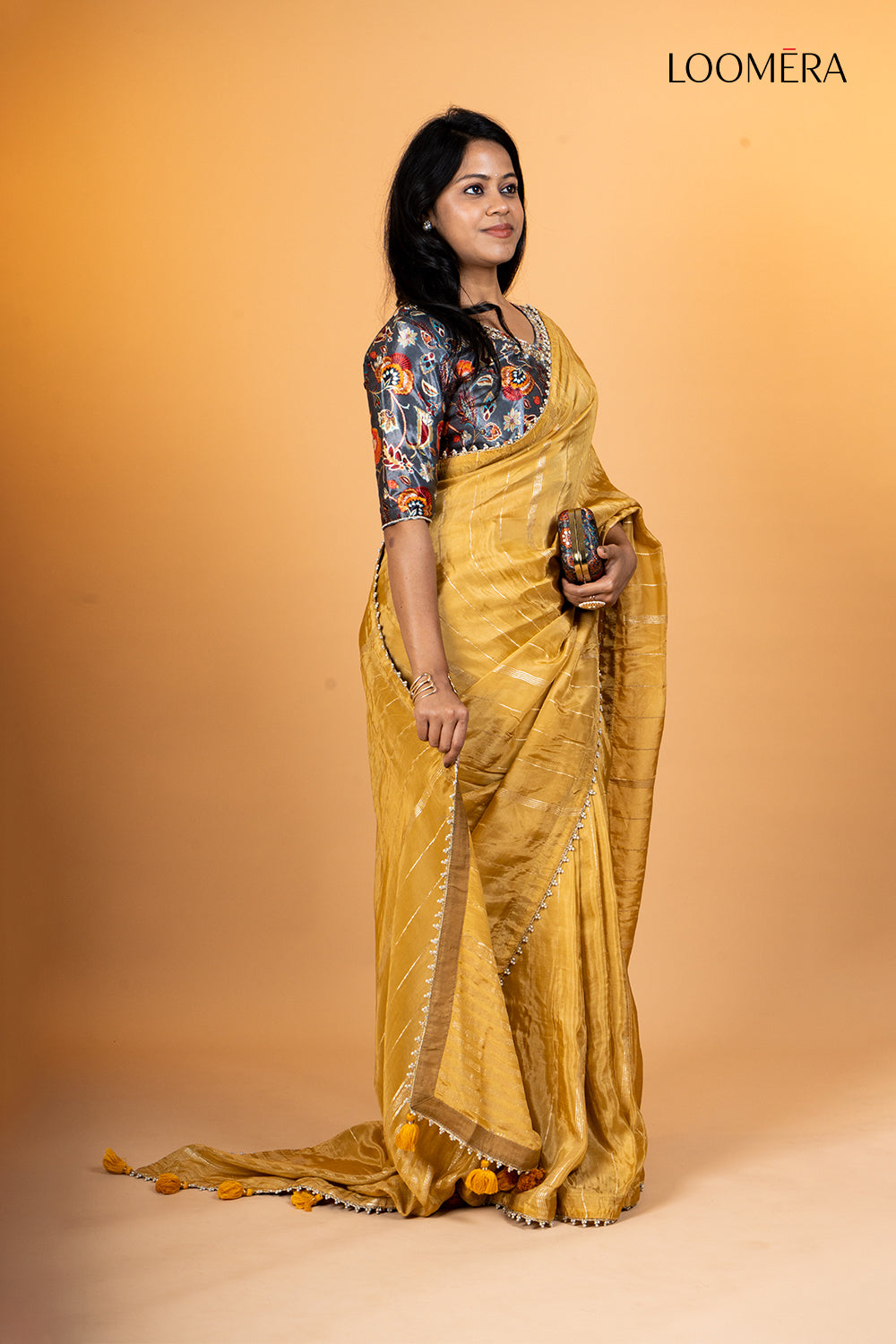 Yellow Saree with Bead Worked Border