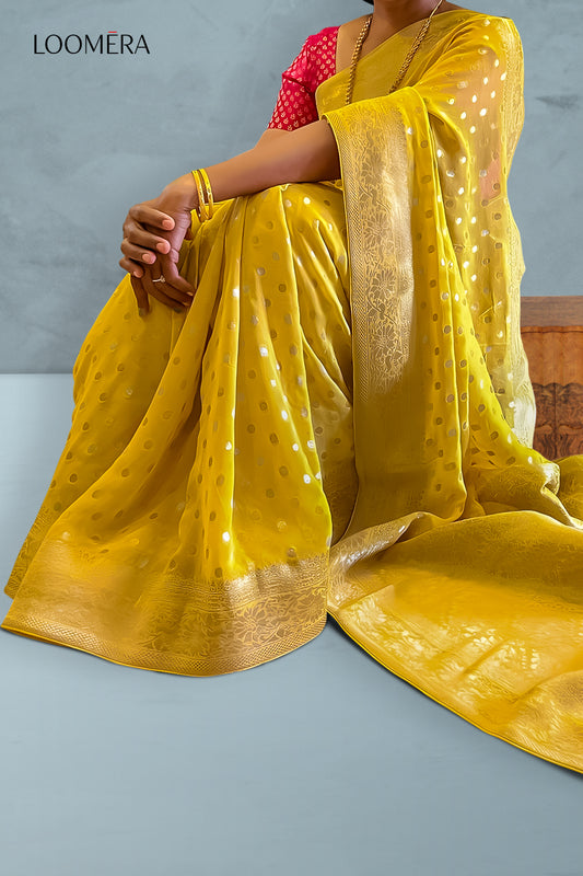Yellow Saree with Butta Work