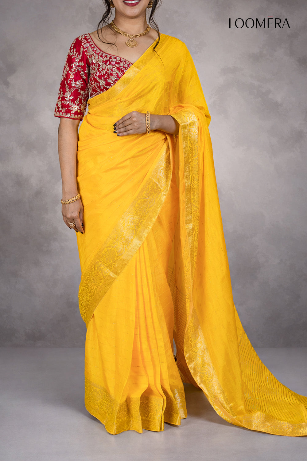 Yellow Saree with Golden Border
