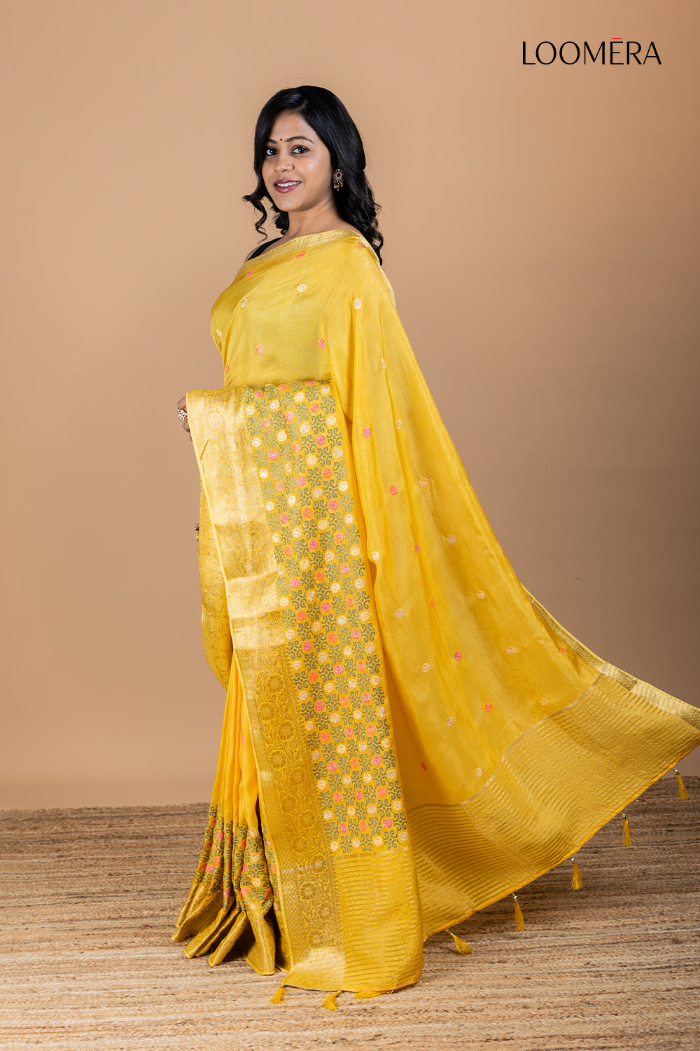 Yellow Saree with Intricate Threadwork