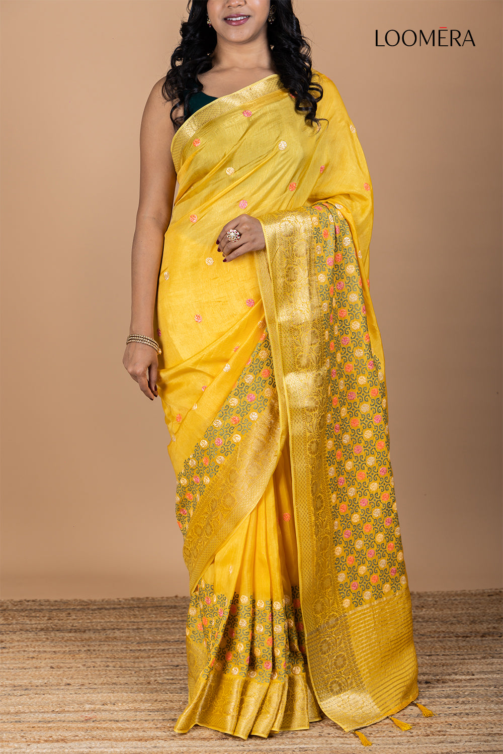 Yellow Saree with Zari Border