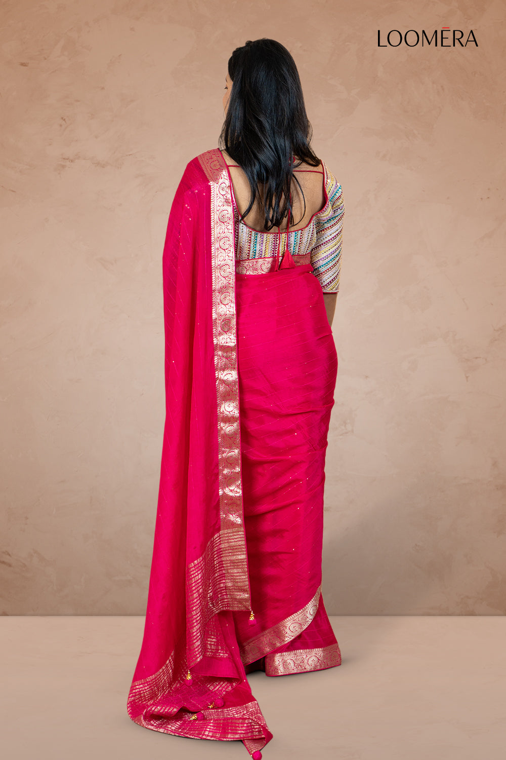 Zari Border Saree Ruby Red